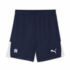 Marineblaue Shorts mit weißem Saum und Puma-Logo.