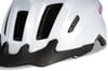 Weißer Fahrradhelm mit schwarzen Details und CUBE-Logo.