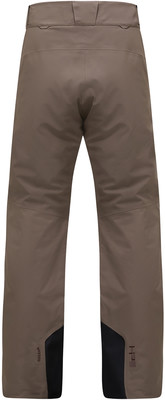 Braune Skihose mit schwarzen Einsätzen am Beinabschluss.
