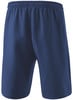 Dunkelblaue Herrenshorts mit elastischem Bund und Seiteneinsätzen.