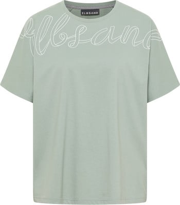 Grünes T-Shirt mit weißem Schriftzug und Kragen