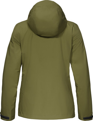 Grüne Damenjacke mit Kapuze, von hinten gezeigt. Grüne Damenjacke mit Kapuze, von hinten gezeigt.
