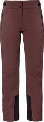 Damen dunkelweine Outdoorhose mit schwarzen Details und Reißverschlüssen. Damen dunkelweine Outdoorhose mit schwarzen Details und Reißverschlüssen.