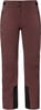 Damen dunkelweine Outdoorhose mit schwarzen Details und Reißverschlüssen.
