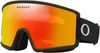 Oakley Skibrille mit rotem Spiegellinse und schwarzem Band.