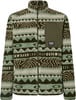 Grüne Oakley Fleecejacke mit Ethno-Muster und Brusttasche.