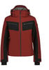 Rote Herren-Skijacke mit schwarzen Details und Kapuze.