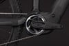 Detail des E-Bike-Antriebs mit Kette und ACID-Kurbeln.