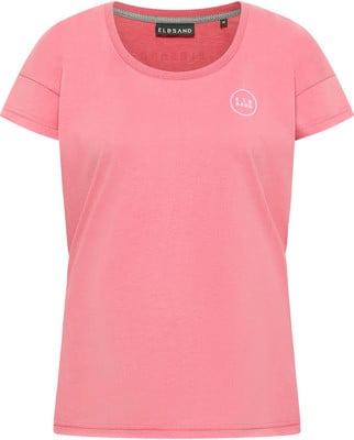 Rosa T-Shirt mit kurzen Ärmeln, Rundhalsausschnitt und Logo.