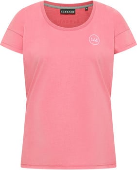 Rosa T-Shirt mit kurzen Ärmeln, Rundhalsausschnitt und Logo.