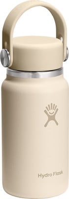 Beige Hydro Flask Flasche mit Griff und Logo. Beige Hydro Flask Flasche mit Griff und Logo.