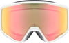 Uvex Skibrille mit farbig verspiegelter Scheibe und weißem Rahmen.