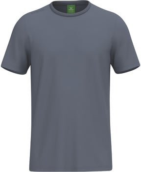 Graues Herren-T-Shirt mit kurzen Ärmeln und Rundhalsausschnitt.