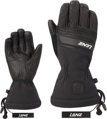 Schwarze Handschuhe mit Lenz-Logo und perforierten Details am Obermaterial. Schwarze Handschuhe mit Lenz-Logo und perforierten Details am Obermaterial.