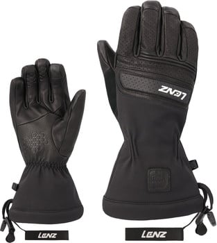 Schwarze Handschuhe mit Lenz-Logo und perforierten Details am Obermaterial.