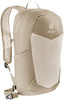 Beiger Deuter Rucksack mit Markenlogo und Netzschultergurten.