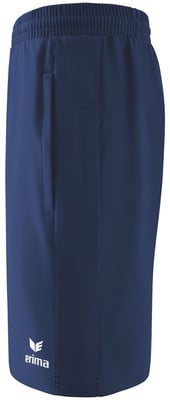 Dunkelblaue Sporthose mit weißem Erima-Logo am linken Bein. Dunkelblaue Sporthose mit weißem Erima-Logo am linken Bein.