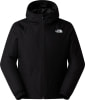 Schwarze The North Face Jacke mit Kapuze und Logo auf der Brust.