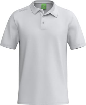 Graues Herren-Poloshirt mit kurzen Ärmeln und Erima-Logo.