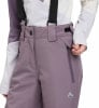 Damen-Skihose in Lila mit Hosenträgern und Reißverschlusstasche.
