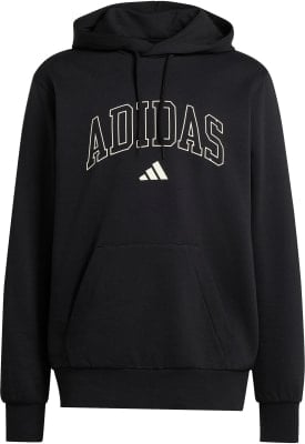 Schwarzer Kapuzenpullover mit Adidas-Logo im Retro-Design. Schwarzer Kapuzenpullover mit Adidas-Logo im Retro-Design.