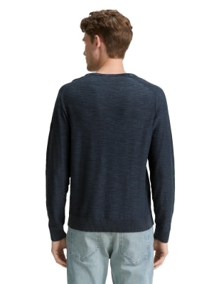 Tom Tailor Washed Slub Knit férfi pulóver