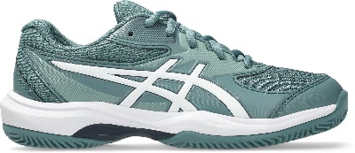 Damen-Tennisschuh von Asics in Mintgrün mit weißem Logo und Sohle. Damen-Tennisschuh von Asics in Mintgrün mit weißem Logo und Sohle.