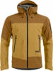 Braune Herrenjacke mit Kapuze und Farbblockierung, Reißverschluss.