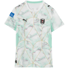 Weißes Fußballtrikot mit Marmormuster und goldenen Linien.