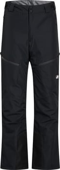Schwarze Herrenhose mit Taschen und Reißverschluss und Knopf.