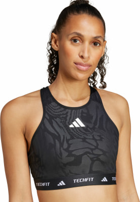 adidas TECHFIT Medium-Support High-Neck Print Sport-BH