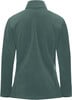 Grüne Fleecejacke mit langen Ärmeln und Stehkragen, Rückansicht.