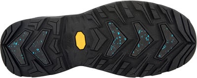 Schuhsohle mit rutschfestem Profil und blauen Kristallen für bessere Traktion. Schuhsohle mit rutschfestem Profil und blauen Kristallen für bessere Traktion.