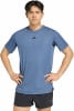 Herren blaues T-Shirt mit kurzen Ärmeln und Adidas-Logo.