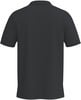 Rückansicht eines dunkelgrauen kurzärmeligen Poloshirts.