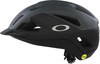 Schwarzer Oakley Fahrradhelm mit grauen Akzenten und Logo und gelbem Mips-Aufkleber.