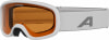 Alpina Skibrille mit orangefarbenem Glas und weißem Rahmen.
