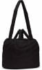 Schwarze gesteppte Tasche mit längeren Henkeln und Kordelzug.