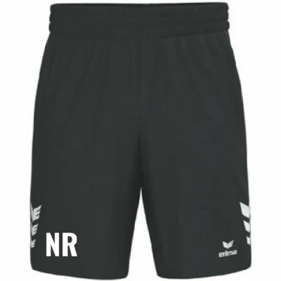 Schwarze Shorts mit weißem Logo und Schriftzug NR.