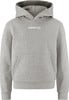 Grauer Kapuzenpullover mit weißem Craft-Logo auf der Brust und Kängurutasche.