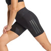 Schwarze Adidas Radlerhosen für Damen mit Logo und Streifen.