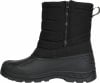 Schwarzer Winterstiefel mit gestepptem Obermaterial und Reißverschluss.