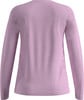 Rückansicht eines rosafarbenen Langarmshirts mit feinem Muster.