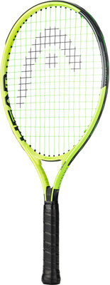 HEAD Extreme Tennisschläger mit schwarzem Griffband und grünem Rahmen. HEAD Extreme Tennisschläger mit schwarzem Griffband und grünem Rahmen.