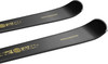 Zwei schwarze Salomon-Ski mit goldenen Details und Logo.