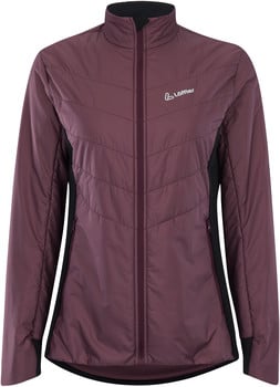 Damenjacke von Löffler in Dunkelviolett mit schwarzen Einsätzen.