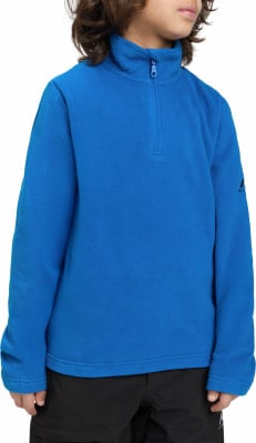 Blauer Fleece-Pullover für Jungen mit Reißverschluss am Kragen.