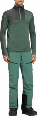 Mann in grüner Sportkleidung mit dunkelgrauen Akzenten.