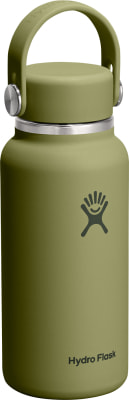 Grüne Hydro Flask Flasche mit Griff und Logo. Grüne Hydro Flask Flasche mit Griff und Logo.