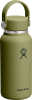 Grüne Hydro Flask Flasche mit Griff und Logo.